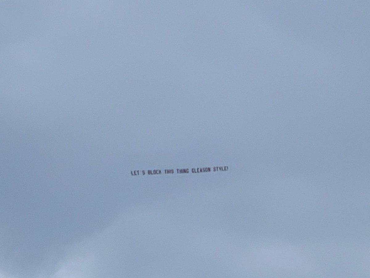 AubryKWDSU's tweet photo. Pics courtesy of Team Gleason. A rep says they don’t know who put the message up but they love it. #NOLA @wdsu https://t.co/aqw1HewsWj