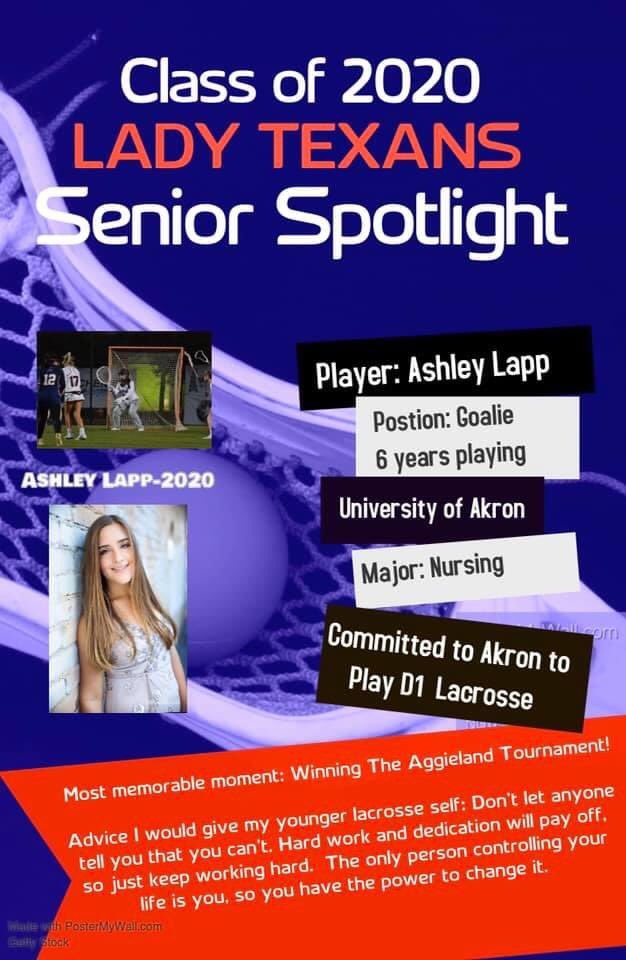Senior Spotlight- highlighting our amazing seniors!  Today we have Ashley Lapp.