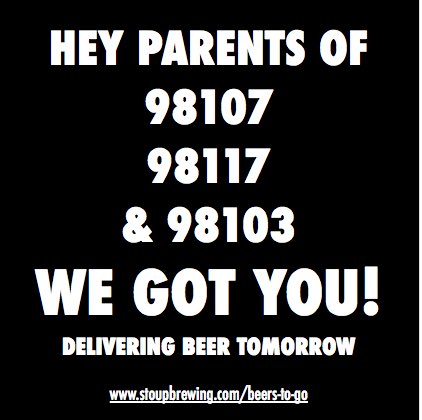 stoupbrewing's tweet photo. Well. We had to take another stab at this post. Turns out that our person in charge of social media is at home multi-tasking with her own kids and messed up the zip codes on the first try! #wegotthisseattle #wereallydo #homeschoolingishard https://t.co/XUgjOMvAvH