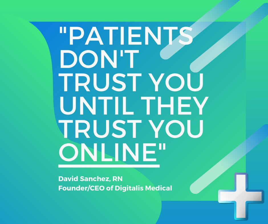 davidsanchezRN's tweet photo. Patients don't trust you until they trust you online! 🤔 Digitalis Medical | Healthcare Marketing by Medical Professionals https://t.co/gSeEcbdTMz #healthcaremarketing #medicalmarketing #doctormarketing #marketyourpractice #medicalpractice https://t.co/h95oot8uAU