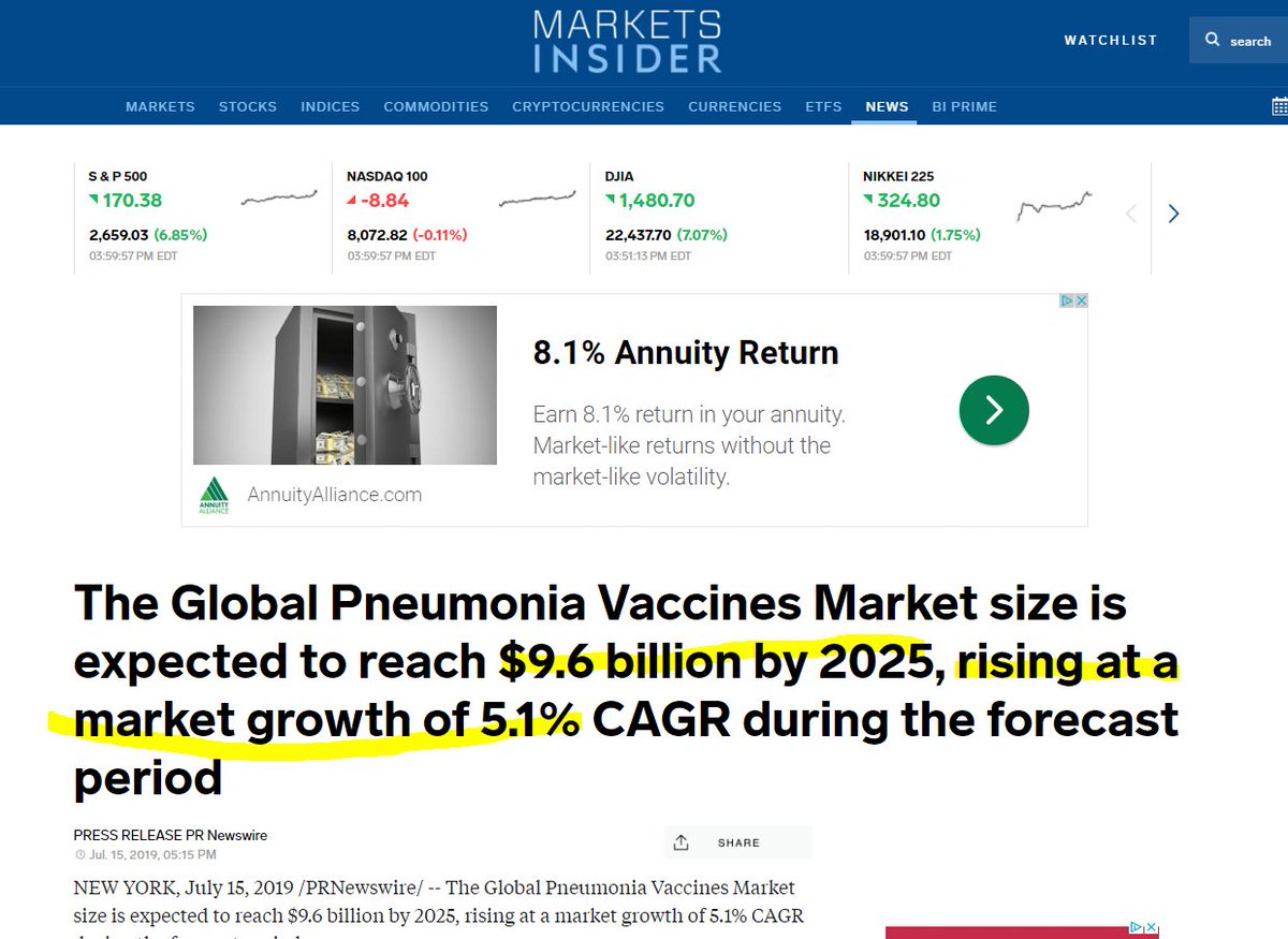 D*mn Gina!!!!That's a lot of money!!!It is.  It's also just the Pneumonia Vaccine they are talking about. This is just the tip of the Iceberg  https://markets.businessinsider.com/news/stocks/the-global-pneumonia-vaccines-market-size-is-expected-to-reach-9-6-billion-by-2025-rising-at-a-market-growth-of-5-1-cagr-during-the-forecast-period-1028354172