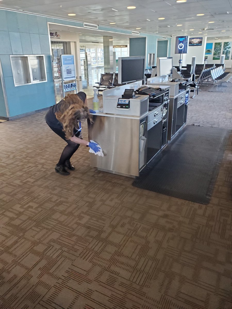 CheikhS75273092's tweet photo. From the ticket counter to the jet bridge DCA sanitizing it all to stop Covid19!!
@weareunited @JimSchake @mechnig https://t.co/17iDd04cpT