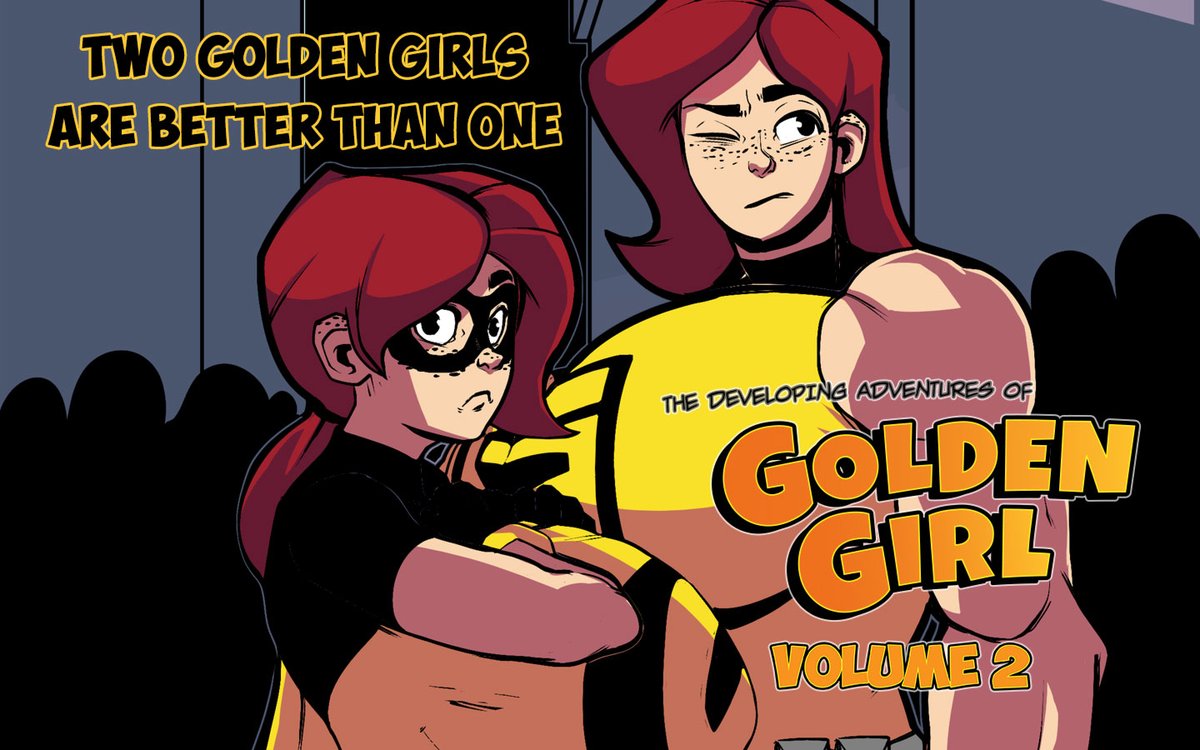 HealthyFetish's tweet photo. Two Golden Girls Are Better Than One

The Developing Adventures of Golden Girl, Volume 2 is now available! Get your copy here: https://t.co/bAmHGDsgug

w/ art by @Vaaan_drawing and @warning_winter 

@HeroineForum @indie_comics
#superheroine  #hugeboobs #Kickstarter #GoldenGirl https://t.co/adbxSKHsKQ