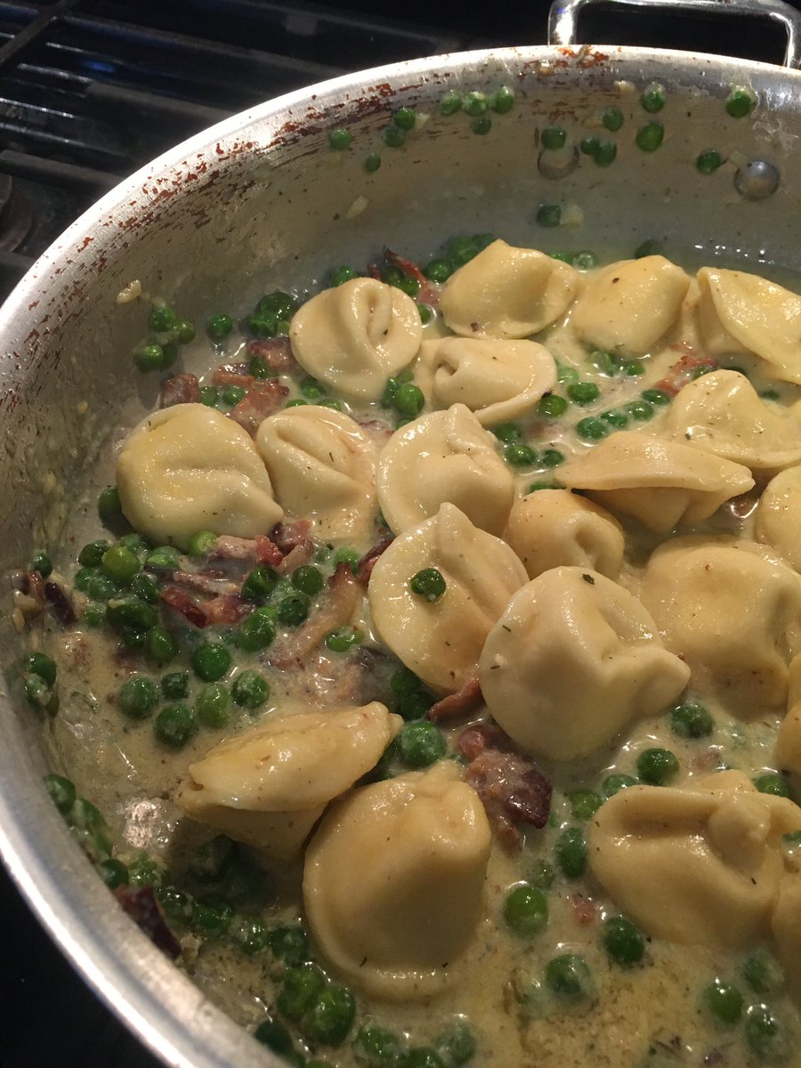 Thanks <a href="/chefsymon/">michael symon</a> for the idea for pasta in bacon, pea and cream sauce. Made it with the fres pasta and homemade ricotta my wife made! #ThisIsHowWeQuarantine