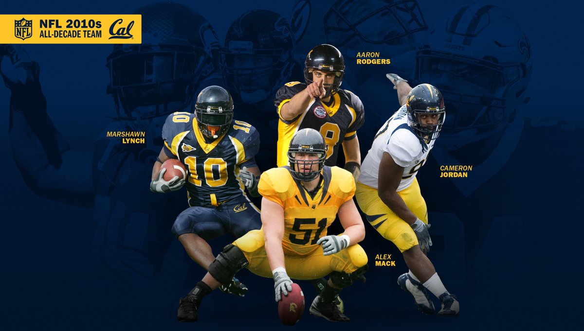 CalFootball's tweet photo. Not 1. 
Not 2.
Not 3.

But FOUR #ProBears on the NFL #AllDecadeTeam! Tied for the most of any school! #EarnIt https://t.co/JTWMZ3h7OZ