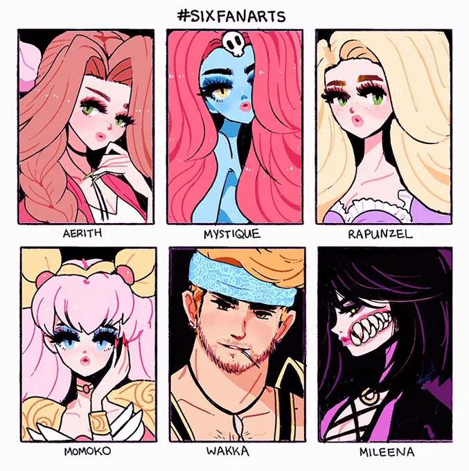 Finished the #sixfanart challenge! This was supposed to be a warm up but ended up taking so long haha! I tried to choose characters I hadn't really drawn much ( or at all) before, and it was a nice break! Who else would you like to see? 