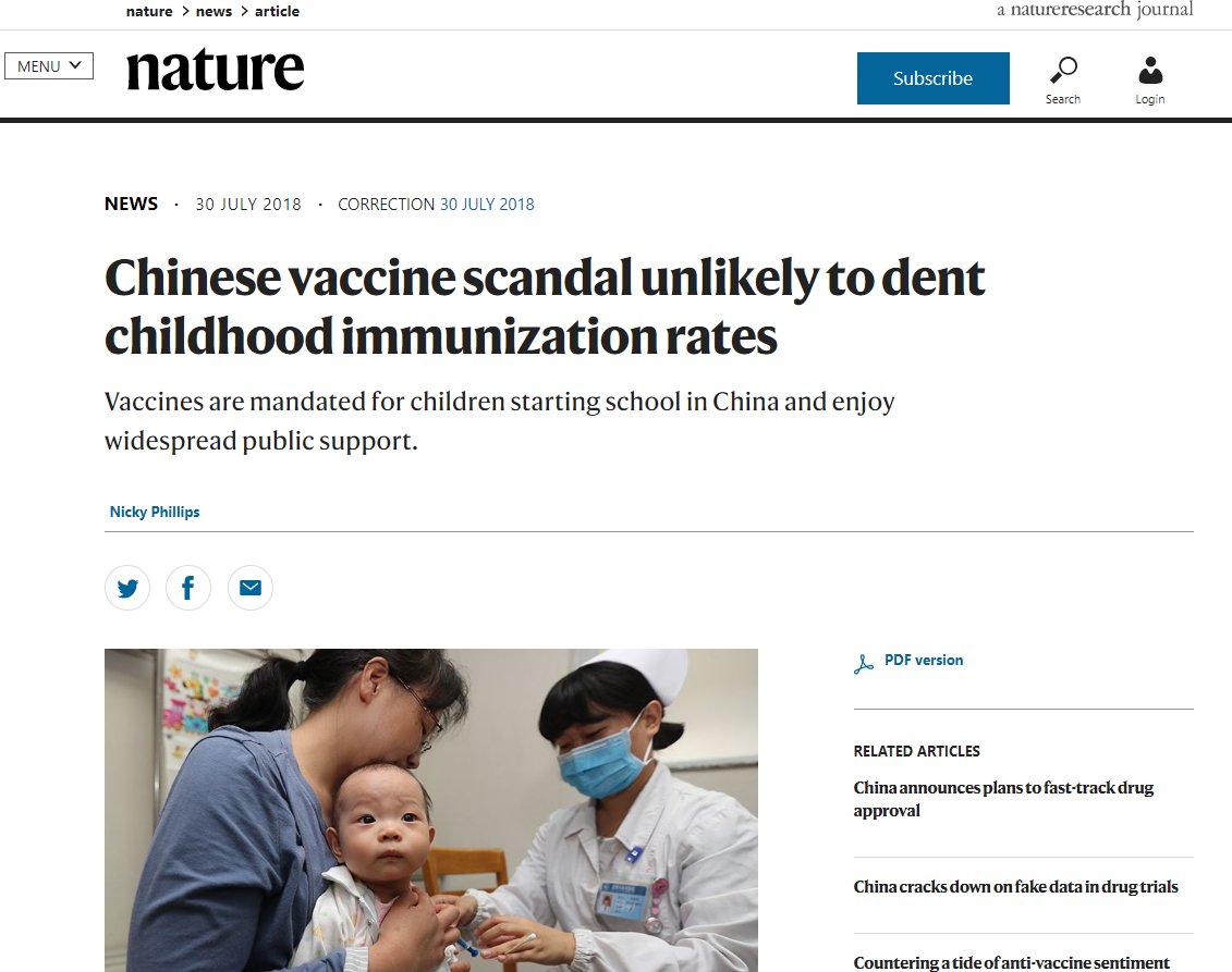 Don't worry everyone.The Chinese, who make all of our pharmaceuticals are trustworthy. They didn't recently have riots because of faulty vaccines given to kids.We need to trust the experts and take our shots https://www.nature.com/articles/d41586-018-05835-1