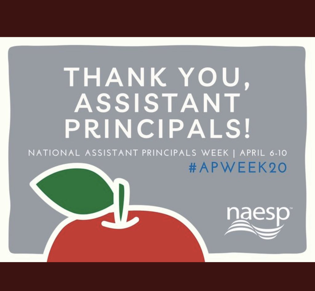 Happy Assistant Principal’s Week to my fellow APs you make our schools amazing places! Here’s to celebrating your love and dedication for our students and families! #NECSDshoulderup #NECSDAPsarethebest