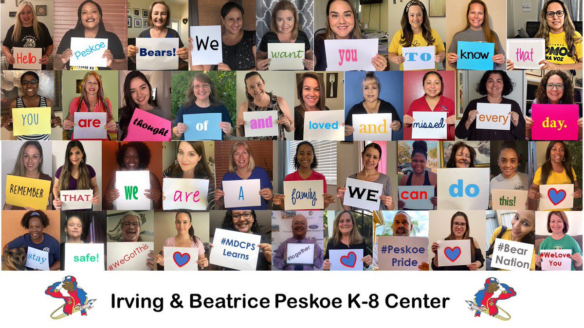 lauren_hann's tweet photo. I love my @IBPeskoeK8 family. We will get through this together! @MiamiSup @MDCPS #mdcpslearns #WeGotThis https://t.co/OWnO59ptsX