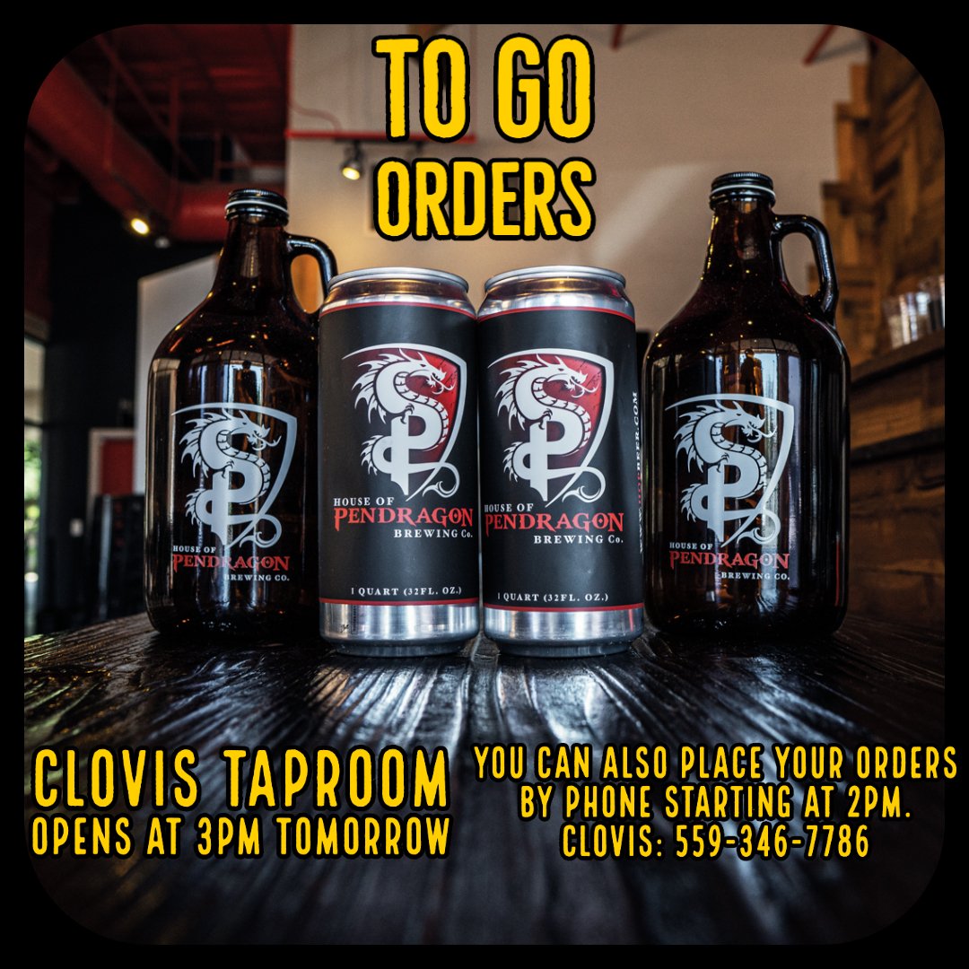 hopbeer's tweet photo. Need to restock on HoP beer? Our Clovis taproom opens at 3pm tomorrow. Call in your orders ahead of time! You can call in your orders starting at 2pm. To go orders only. (559) 346-7786 #hopbeer #beerstogo #crowlerlife #localbeer #supportlocal #crowlerstogo #drinklocal #clovisca https://t.co/ObdQqCpNZS
