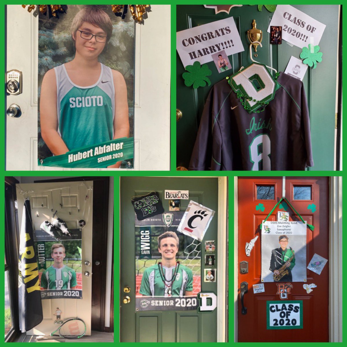 Dublin Scioto Senior doors! <a href="/dshsDCSD/">Irish Nation</a>  <a href="/SciotoSoccer/">Scioto Irish Boys Soccer</a>  <a href="/SciotoLAX/">SciotoLacrosse</a> <a href="/dublinsciototf/">Dublin Scioto T&F</a>  Gavin Wigg, Eli Nutter, Zoe Zeigler, Huber Abfalter, and Harry Yocum #loveourseniors2020