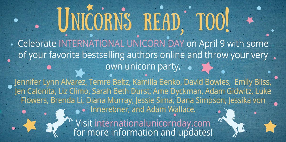 DianaMWrites's tweet photo. On 4/9, aka #UnicornDay, aka #myBirthday, I'll be doing a LIVE reading of my book at 1pm EST, from the @PutMeInTheStory FB page! Come join me and lots of other #unicorn authors! #InternationalUnicornDay #UnicornsReadToo #NationalUnicornDay #kidsAtHome @SourcebooksKids https://t.co/fiYCKzbOBq