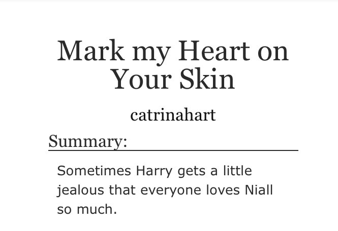 “Mark my Heart on Your Skin” by catrinahart•idiots in love •jealous H•canon-ish https://archiveofourown.org/works/16467692/chapters/38566601?view_adult=true