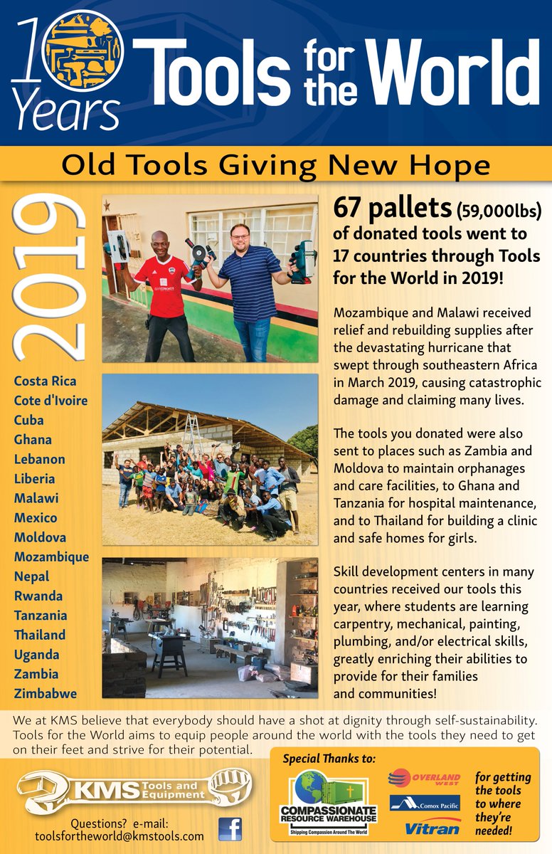 kmstools's tweet photo. Where in the World did your tools go in 2019?
To safe homes, hospitals and more, in 17 countries!!
๐จ๐ท๐จ๐ฎ๐จ๐บ๐ฌ๐ญ๐ฑ๐ง๐ฑ๐ท๐ฒ๐ผ๐ฒ๐ฝ๐ฒ๐ฉ๐ฒ๐ฟ๐ณ๐ต๐ท๐ผ๐น๐ฟ๐น๐ญ๐บ๐ฌ๐ฟ๐ฒ๐ฟ๐ผ
#ToolsForTheWorld #KMSTools #OldToolsGivingNewHope #TeachAManToFish #GiveALittle #Tools https://t.co/hSklOQ4Txg