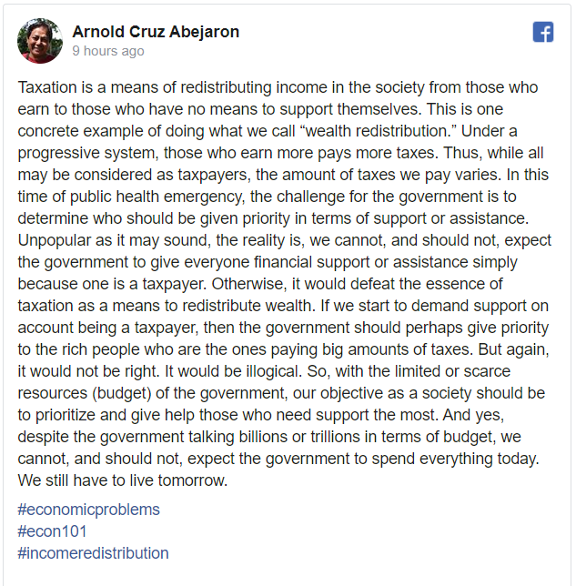 elizabetchai's tweet photo. @SouthSnippets @jonvicremulla We are no rich country, Gov. If you are really for our country's best interest, better propose something that will help the government FastTrack distribution of financial assistance and transparency of this distribution. #NoAmeliorationForTheMiddleClass 
https://t.co/rAeFNUvfbr https://t.co/dNeqsQTDX4