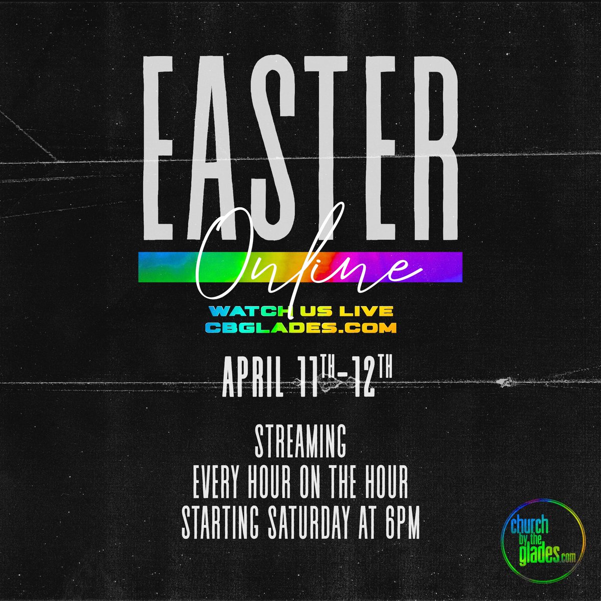 cbgladeslw's tweet photo. Join us this weekend for Easter Online! We’ll be live every hour on the hour on https://t.co/4I4tb4U9IO and all social media platforms starting this Saturday night at 6 p.m.

This Easter will be like no other and we can’t wait to celebrate with you! https://t.co/gTtqMHOTgW