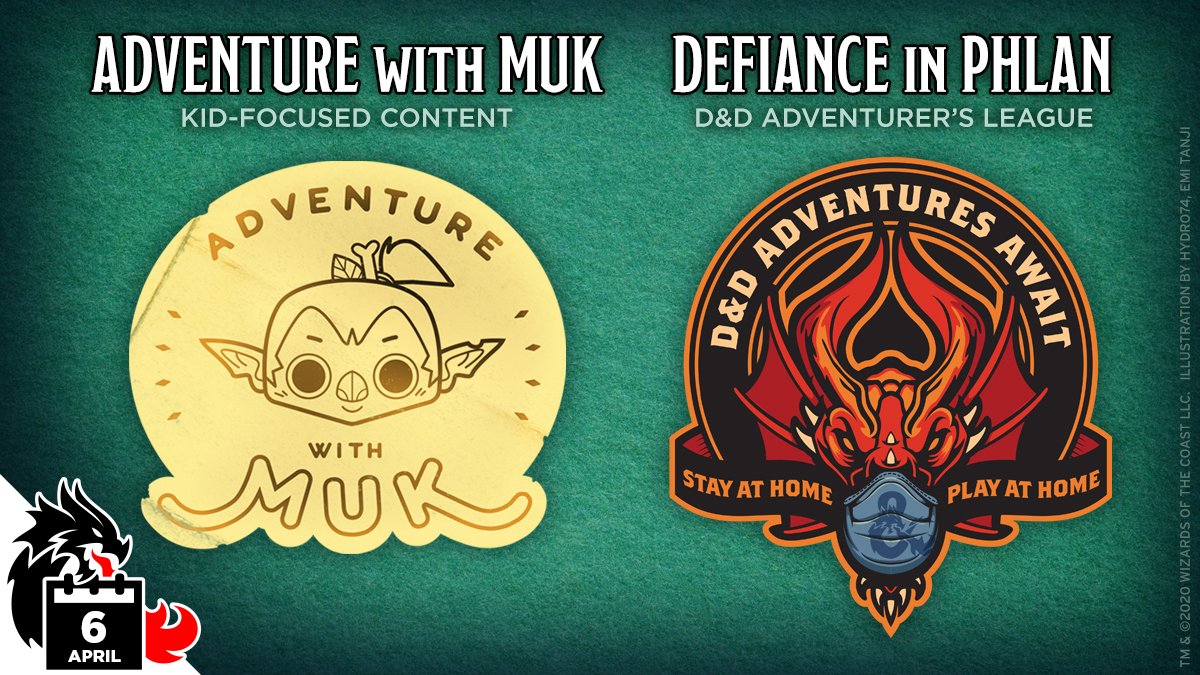 Wizards_DnD's tweet photo. Whether you're a player in a home game, an active @DnD_AdvLeague member, or totally new to #DnD, we're pleased to offer FREE adventures and resources, so you can play at home while you stay at home.

Check back every day for more FREE content: https://t.co/cVcZm6miNM. https://t.co/q95gsWnVVE
