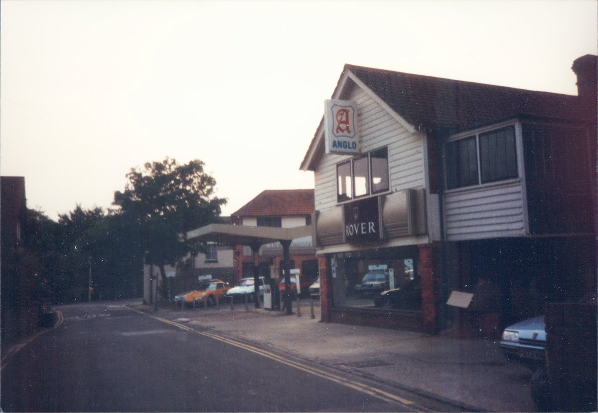 Day 106 of  #petrolstationsAngloBetwyns Garage, Station Rd, Goring, Oxon 1994  https://www.flickr.com/photos/danlockton/16185242687/Small village Rover dealer, 100m from where "Bomber" Harris retired. The garage building contained a historic barn revealed, during demolition in 2005  http://www.historicenvironment.co.uk/reports/oxon/betwyns.pdf