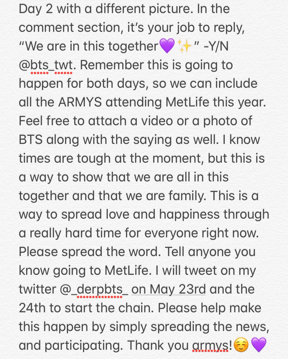 _derpbts_'s tweet photo. THIS IS FOR ANYONE ATTENDING METLIFE DAY 1 AND DAY 2 FOR THE BTS MOTS TOUR! PLEASE READ AND SPREAD THE WORD👇🏻💜
(It’s a small, cute project for BTS)✨ https://t.co/JXEX0yG7CV