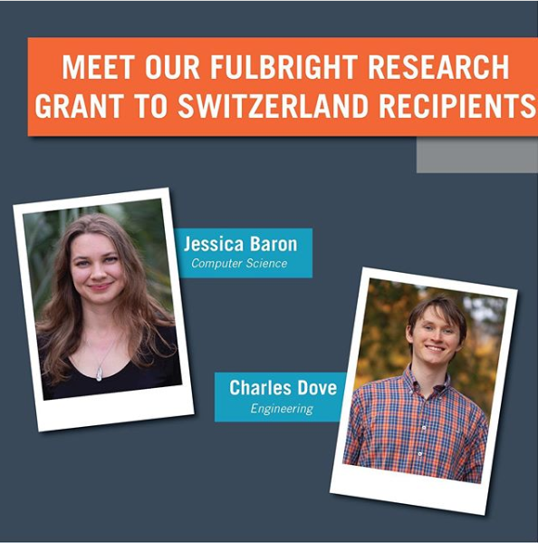 recurtis's tweet photo. Both Jessica and Charles will be conducting research at the EPFL in Lausanne. They are two of just ten recipients nationally! Congratulations to them both! #cuomf #whowillyoubecome #Fulbright https://t.co/HbZY8avqXC