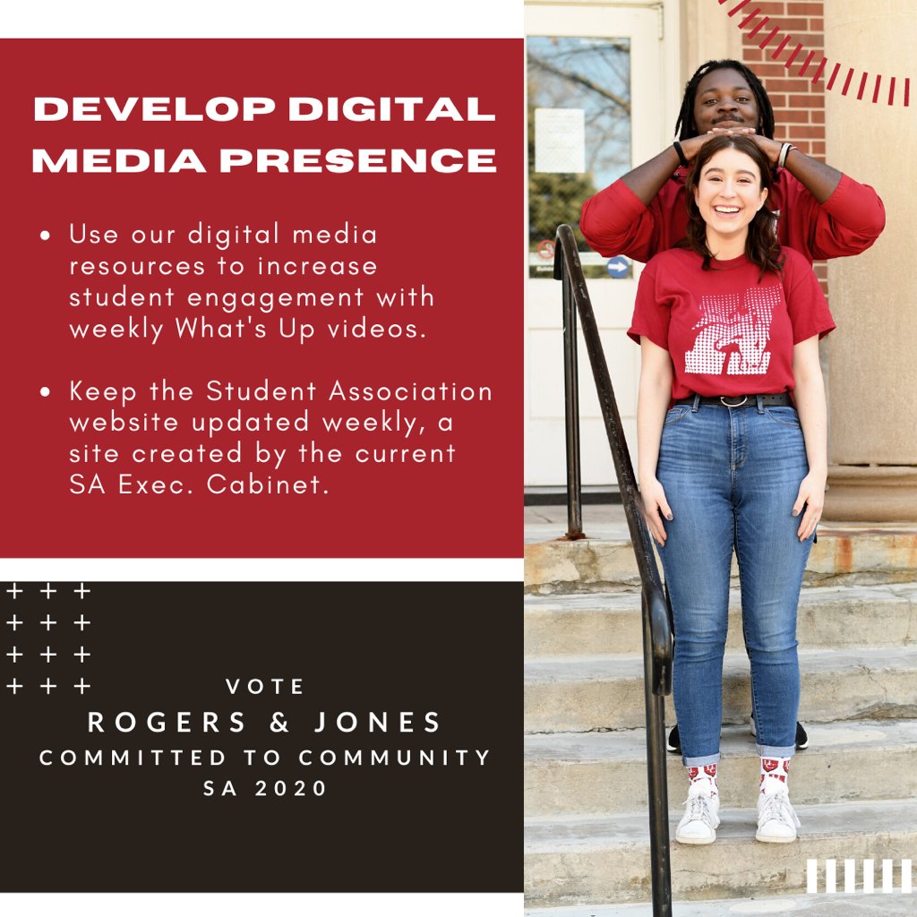 VoteRogersJones's tweet photo. 🐴For our final platform we want to utilize more of our digital media resources and continue to update the new SA website #hastingscollege #committedtocommunity https://t.co/zihGNGd5Pg