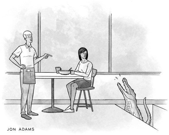 doc_nad's tweet photo. My Entry in The New Yorker Cartoon Caption Contest #703 https://t.co/fhts3iksph #JonAdams #alligator #restaurant #TheNewYorker #Cartoon #CaptionContest https://t.co/lyNMMqwP6y