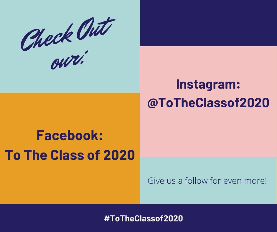 totheclassof20's tweet photo. Facebook: https://t.co/TGgqP8oKcY
Instagram: https://t.co/b3wNMj36Zp

#ToTheClassof2020 https://t.co/scexXjj6xy