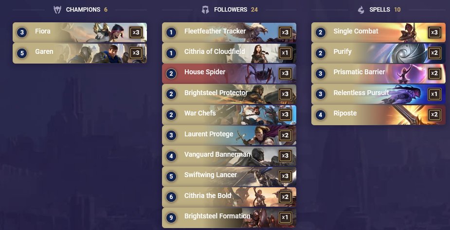 lordecklists's tweet photo. Semifinalist of @MonokumaEsports #LegendsOfRuneterra DOR6 NA event.

@Naidai89 took this lineup to a 🥉place finish!

🕸️Endure Spiders: https://t.co/IQCXVZAON0
⚔️Bannerman:https://t.co/tj45Myk2t6
🎇EZ Karma: https://t.co/2kPuXKGwdP https://t.co/OGuXuvXS0q