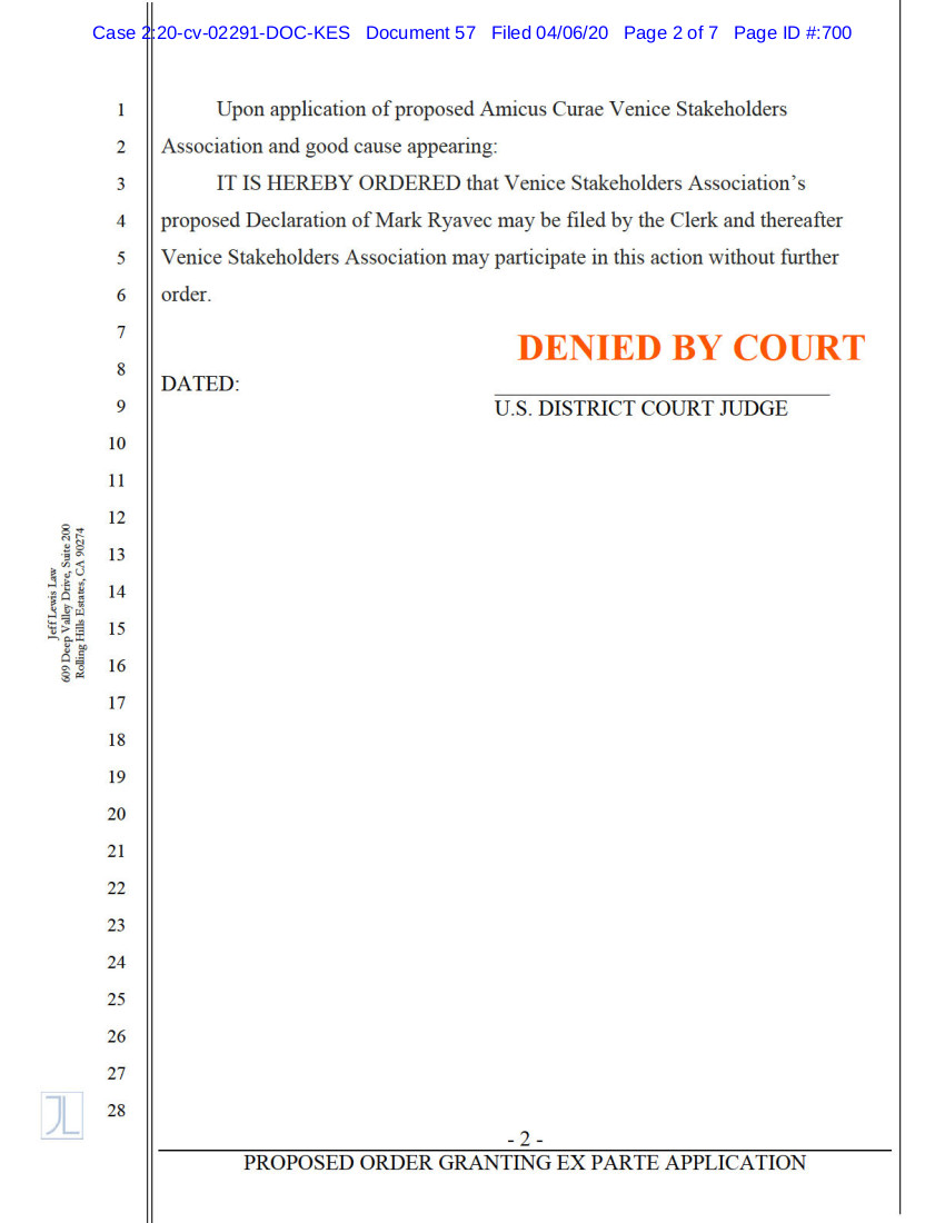 DotKohlhaas's tweet photo. Judge Carter to Mark Ryavec: GTFO my courtroom loser!

Ryavec's application to file an amicus brief is DENIED!!

https://t.co/jkWL0o80gs https://t.co/eko8fLfwcT