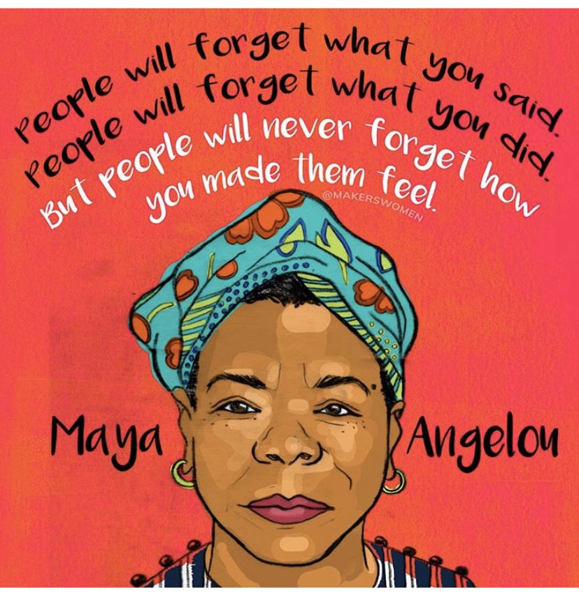 MrsShirley6's tweet photo. Motivational Monday from a fav- isn’t this quote SO TRUE? I can completely forget whole conversations, but I rarely forget how people made me feel at that time and place. Try to always treat people with kindness- they WILL remember it!  #Webb_Bears #GarlandAlwaysConnected https://t.co/tr6mC4FEQM
