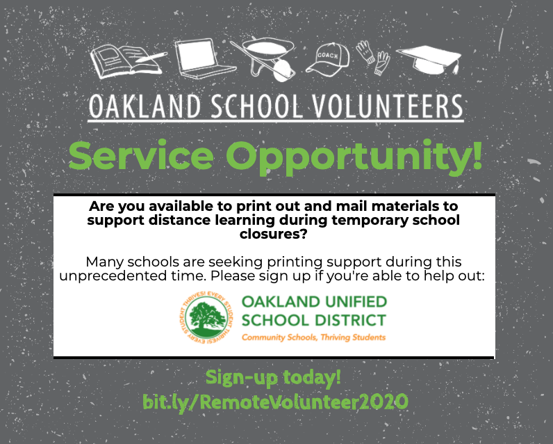 OaklandEdFund's tweet photo. Every Monday we will post live volunteer opportunities that we need your help to fulfill! Together we got this! Thank you all!! 📚✏️🧠❤️💯 #OUSD #ShelterInPlace #StayHome #RemoteVolunteers #DistanceLearning #StopCOVID #VolunteersTakeAction #Oakland #StandUp #EdFund #EdFundMagic https://t.co/kiIYhIeASS
