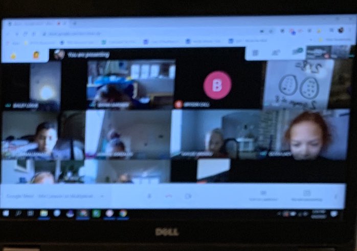 ChristinPropst's tweet photo. Math lesson today with Google Meets. I sure miss my students &amp; enjoy these moments ❤️#rcisd https://t.co/Q7AumfG48q