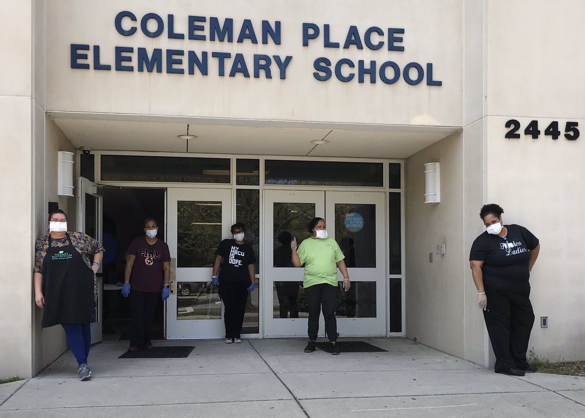 NPSchools_VA's tweet image. We think this picture of our @ColemanPlaceES heroes would make a great album cover! Band members include: Ms. Shannon Smith, Ms. Pricilla Valentine, &amp;amp; Ms. Valerie Dandridge on #NoKidHungry. And on #LearningInPlace, Ms. LaTonya Durr &amp;amp; Dr. Lakisha Ireland. ❤️ you, ladies! #WeAreNPS