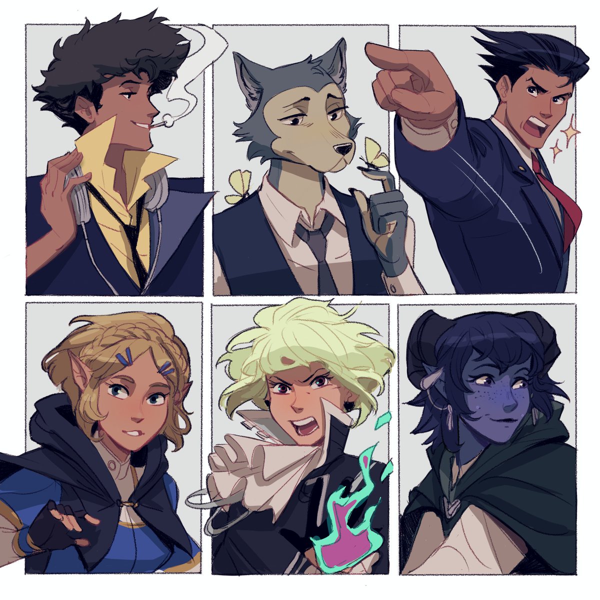 My #SixFanarts !! Characters were suggested by some of my Patrons. Maybe I will do more :')