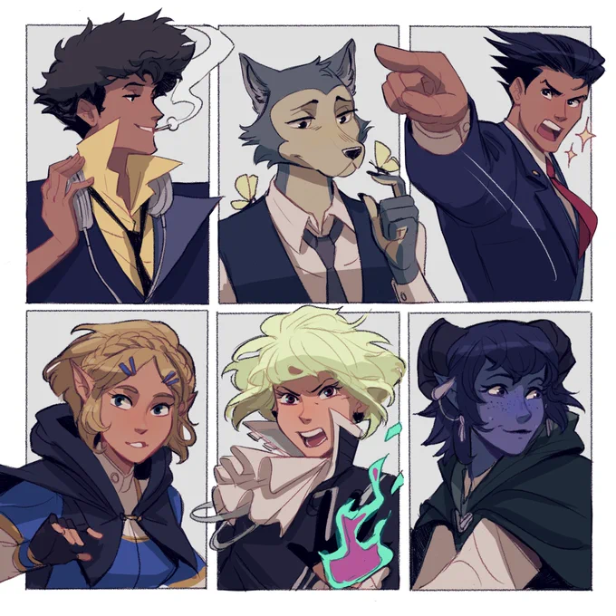 My #SixFanarts !! Characters were suggested by some of my Patrons. Maybe I will do more :') 