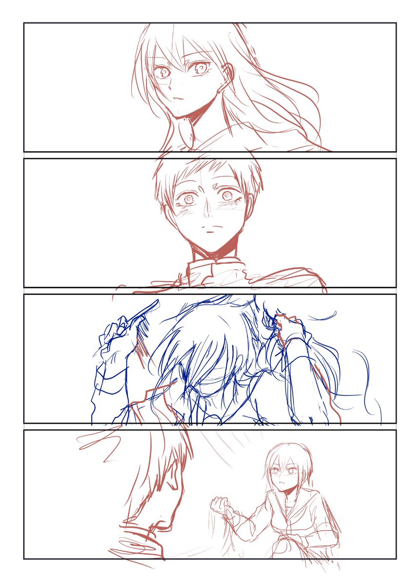 いつか描いた描き直した下書き。一回だけ意を決して企画案として出したことがありますが鰾膠もなく却下されたので商業化は期待しないでください… 