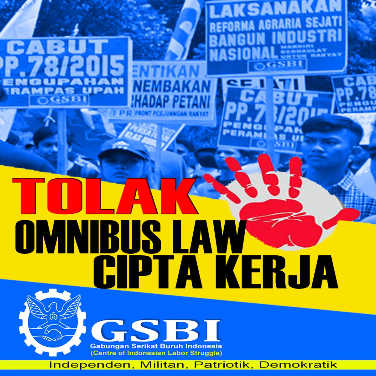 GSBIPusat's tweet photo. PSBB diterapkan, semua orang suruh jaga jarak, swmua orang suruh diam di rumah aja.
Tapi Pembahasan omnibus law jalan terus, ini apa namanya klau bukan kebiadaban.
Pdhal rakyat/buruh nolaknomnibus Law. https://t.co/UEPFQrgukx