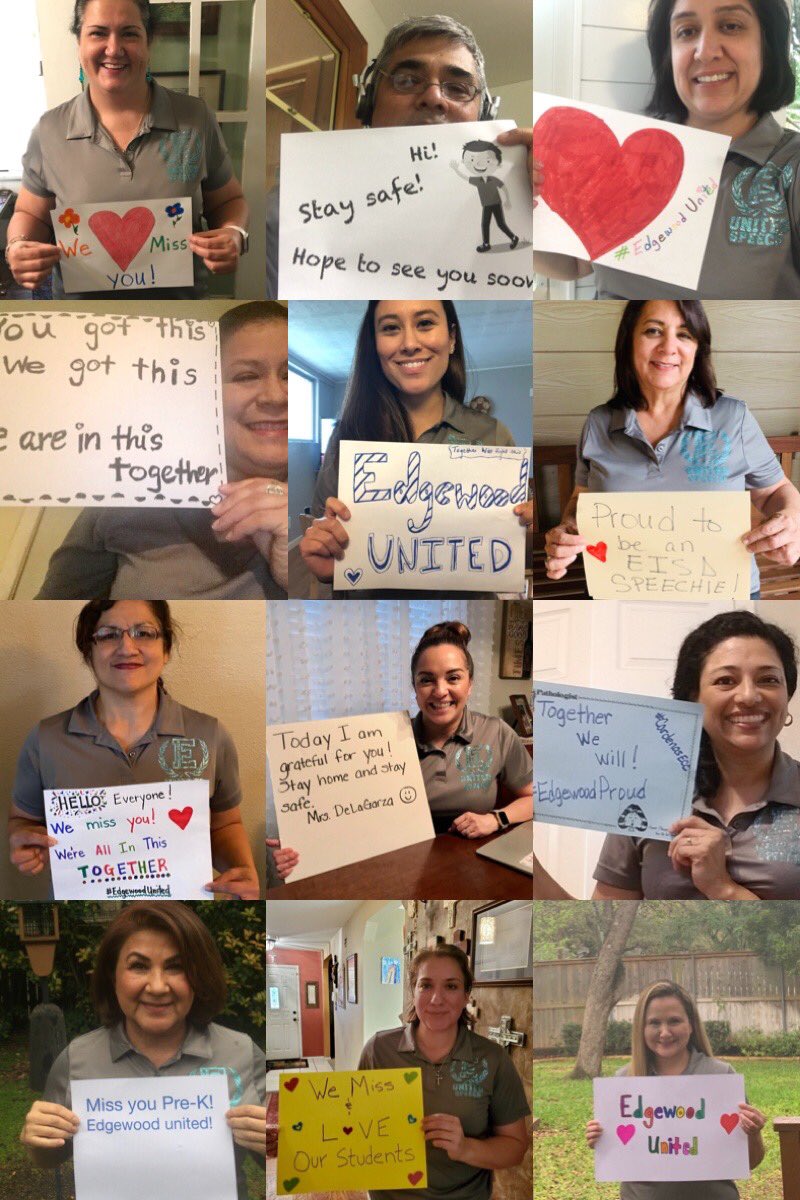 The EISD Speech therapy team is thinking about all of our students. We miss you and we hope to see you soon!!! @EISDofSA @EISDSpecial @DrH_OnTheEdge #DetailsMatter #WeAreInThisTogether #StayStrong #EISDUnited