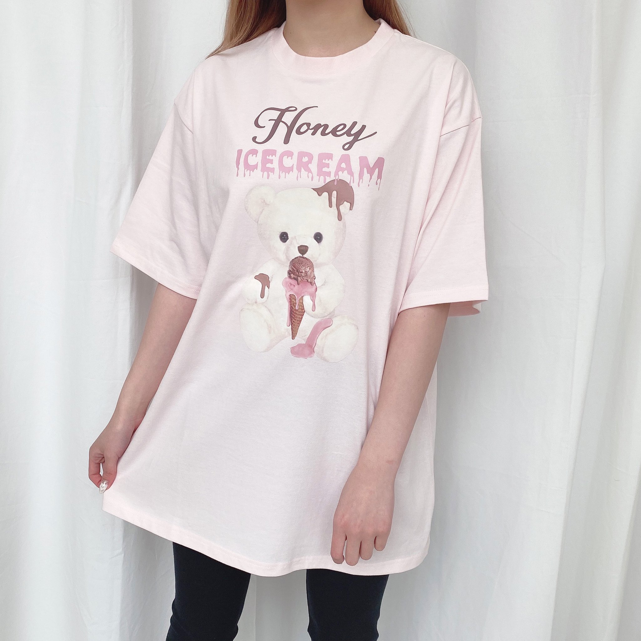 HONEY CINNAMON ドリッピングアイスシナモンTシャツ ピンク