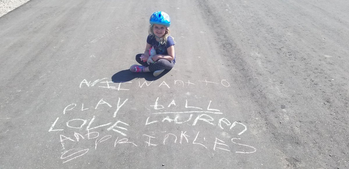 chantelle982's tweet image. @kindccps We incorporated physical activity, writing and community spirit today as part of our learning, you can find some of these messages around town!

I want to play ball.  Love Lauren and Sprinkles.