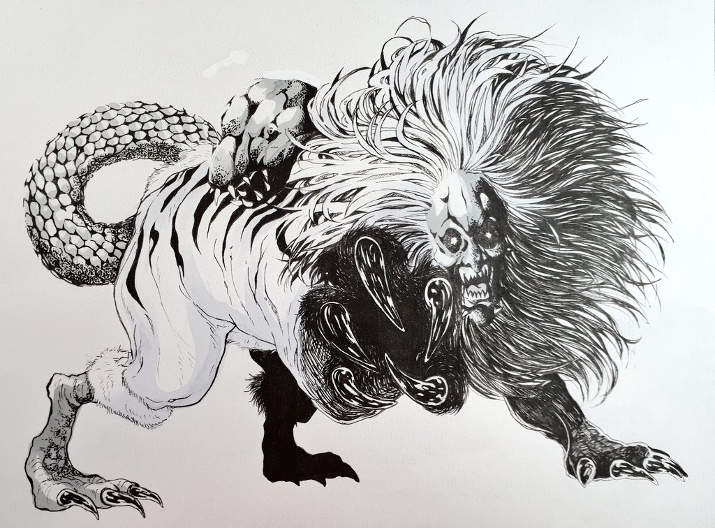 まる Maru 마루 もののけーず 4 Dororo Dororo Fanart モノクロにするとカッコ良く見える魔法がかかる モノクローン どろろ ペン画 ペン画を流してペン画民を増やそう Daiso 100均マーカー 話 鵺 ぬえ 21 23話 麒麟 24話 完結 おまけ