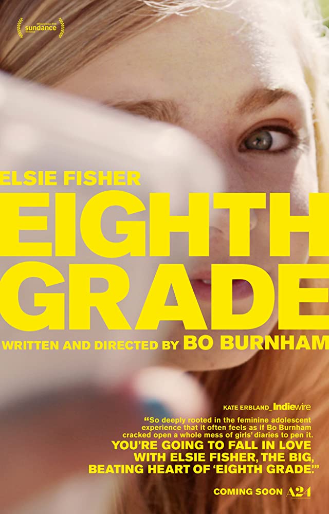  #EighthGrade (2018) This is a wonderful movie, it's a great coming of age story.The cast is phenomenal especially Elsie Fisher, it is a well told story, it's really natural, realistic and it was well captured by the director. Some scenes are hard to watch and one emotional scene.