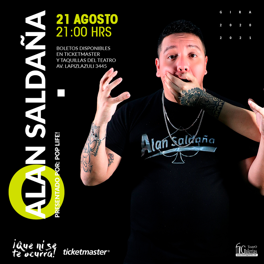 ¡Regresa con NUEVO show! #AlanSaldaña ¡Que Ni Se Te Ocurra! 😂 #StandUpComedy Boletos ya a la venta 👈

💲 $400, $450, $500, $600
🎟 Compra en línea bit.ly/AlanSaldana-AG…