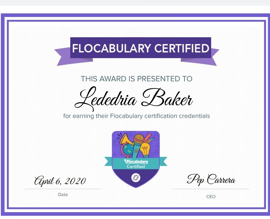 lededria's tweet photo. Just recieved my Flocabulary Certificate! @flocabulary #alwayslearning https://t.co/TGQVfchy6S