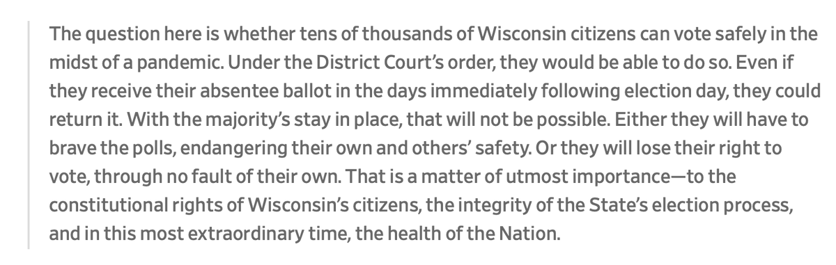 In her dissent, Ruth Bader Ginsberg issued a dire warning about what this means for voters in Wisconsin and for our democracy as a whole.