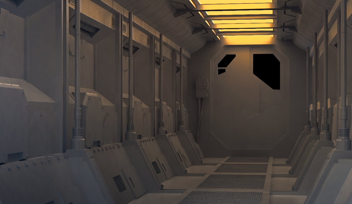 pablander's tweet photo. Here is the progress on the sci-fi corridor from today's Livestream. Mostly ZModeler, IMM brushes and a bit of NanoMesh. #ZBrush #ZBrushLive #Scifi #environment PS: only 8 days left on the #2020FirstContact challenge! https://t.co/05i7kM5Yd3