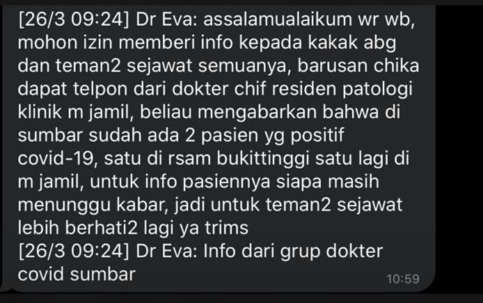 OSemprul's tweet photo. Breaking news!! 2 orang dinyatakan positif covid-19 di sumatera barat. 

Tetap waspada,.  LOCKDOWN MANDIRI 
@KemenkesRI 
#COVID2019 
#infosumbar https://t.co/WC3UGVHswT