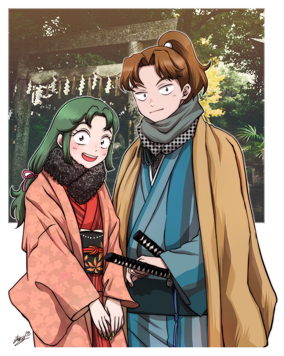 🍡昨日描いた絵🍡 自分の中では既に付き合ってるお2人です