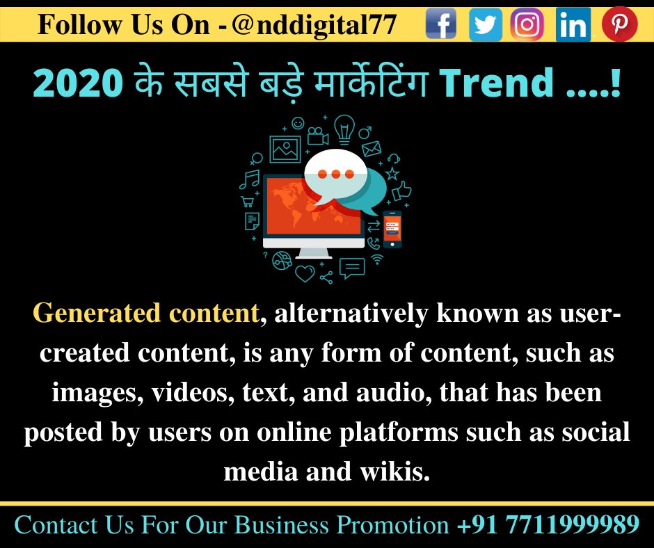 nddigital77's tweet photo. User Generated Content is defined as any type of content that has been created and put out there by unpaid contributors or, using a better term, fans.
+917711999989
#nddigital #corona #gocorona #mumbai #digitalmarketingjob #digitalmarketing #SEO #socialmediamarketing #coronanews https://t.co/SKtu1g8EmF
