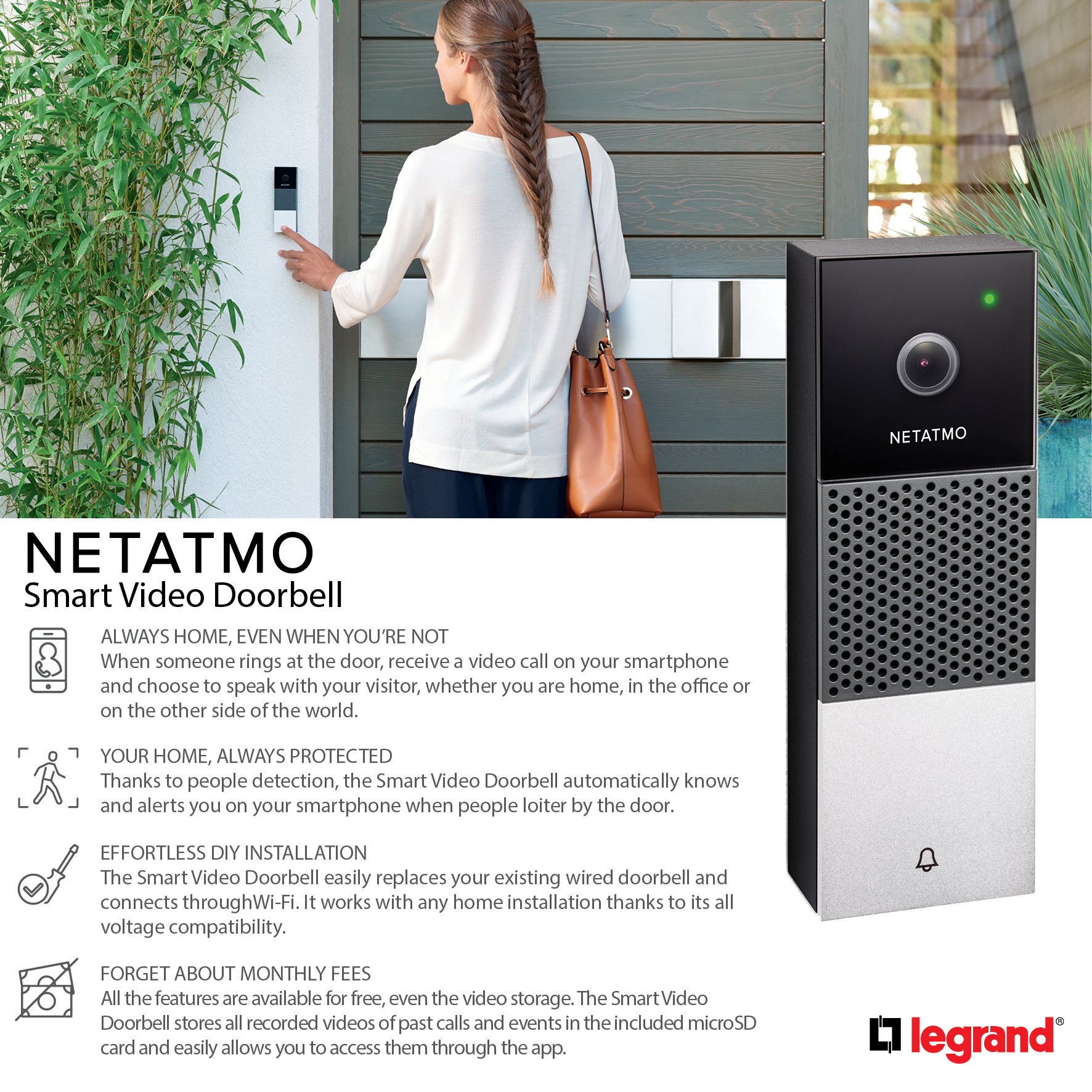 Answer your door from anywhere - Netatmo Smart Video Doorbell 